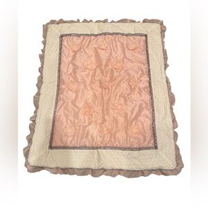 THE PEANUTSHELL ARIANNA PINK GRAY ELEGANT NURSERY BABY CRIB QUILT ONLY